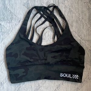 Lululemon Free to be Moved Sports Bra. Size 8. Soulcycle. Camo Multi Gator Green
